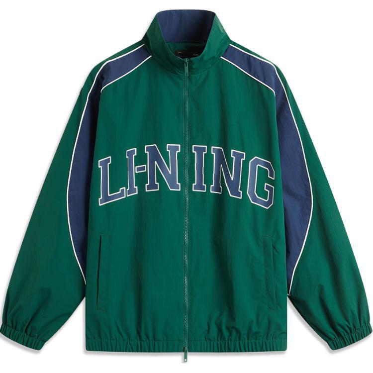 Li Ning Lotus Leaf Trench Coat Men s Lush Green/Dark Ship Blue AFDU957-6 M
