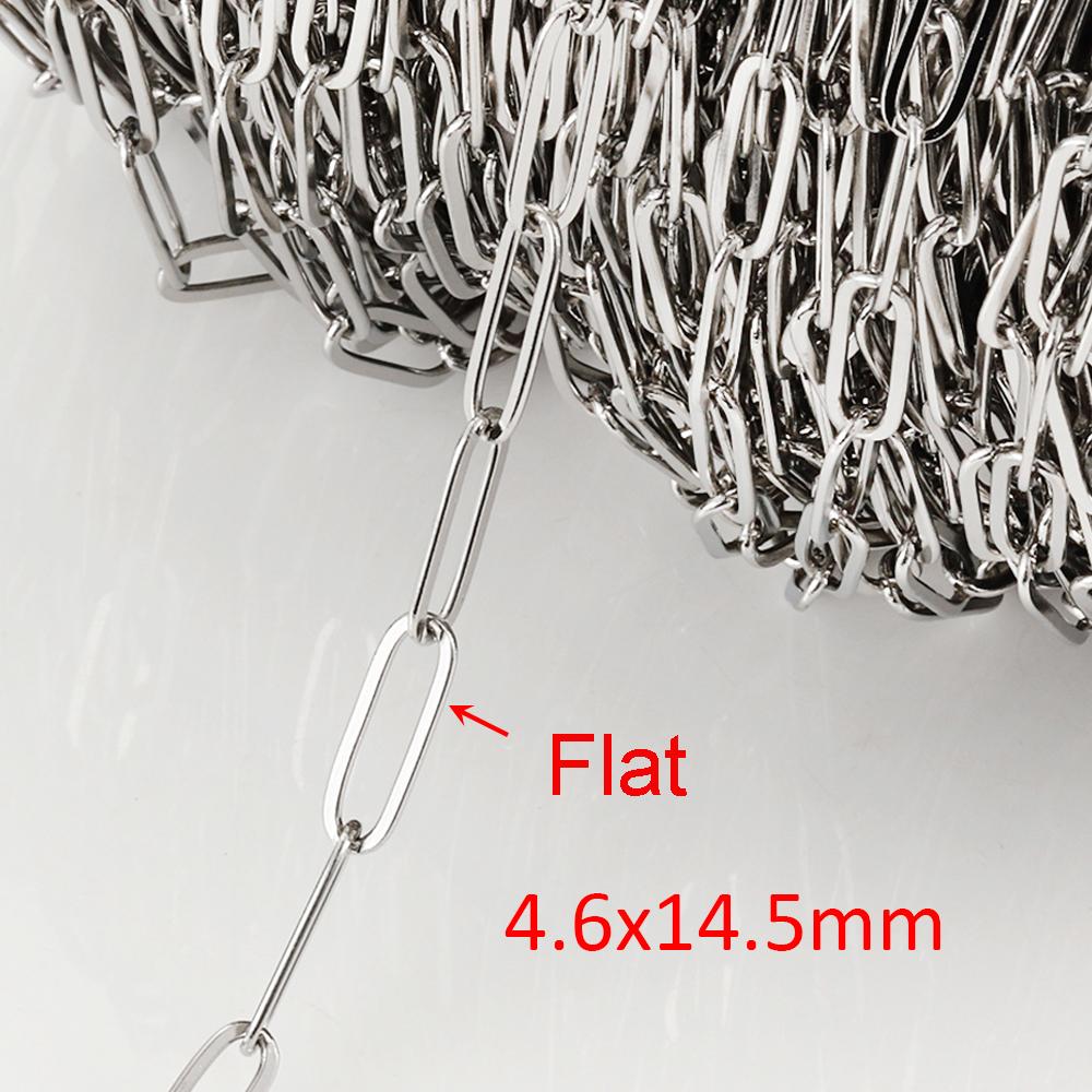 2Meters/lot Stainless Steel Long Frame Chains DIY Necklace Bracelet Accessories Chain Flat Round Links Chain for Jewelry Making