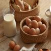Lirancia Rattan Woven Fruit Egg Table Kitchen Serving Cute Round Japanese Style Basket, Tray, Tray, Organizer, Storage, Tray, Shape, [L=28×10cm]