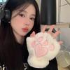 2026 Autumn Winter Kawaii Plush Cat Claw Paw Gloves Warm Soft Short Fingerless Fluffy Bear Mittens Costume Half Finger Gloves