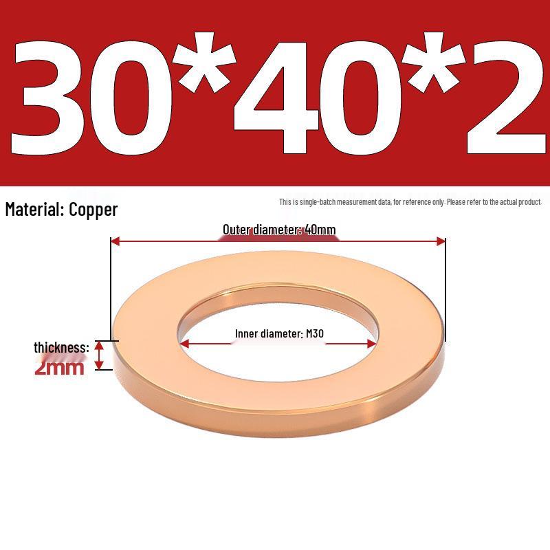 Marine Instrument Copper Gasket Ring: Pure Red Copper Sealing Washer, M3-M60mm.