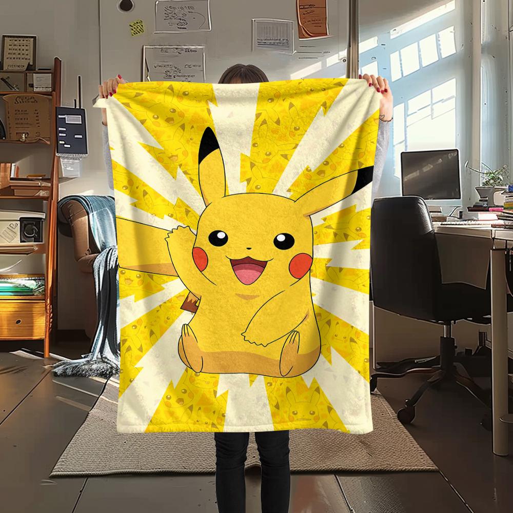 Pok é mon Pikachu Aufdruck Flanelldecke, Hohe Qualität, Bequem für alle Jahreszeiten, Heimdekoration, Wärme und Komfort, Perfekt für Weihnachtsgeschenke
