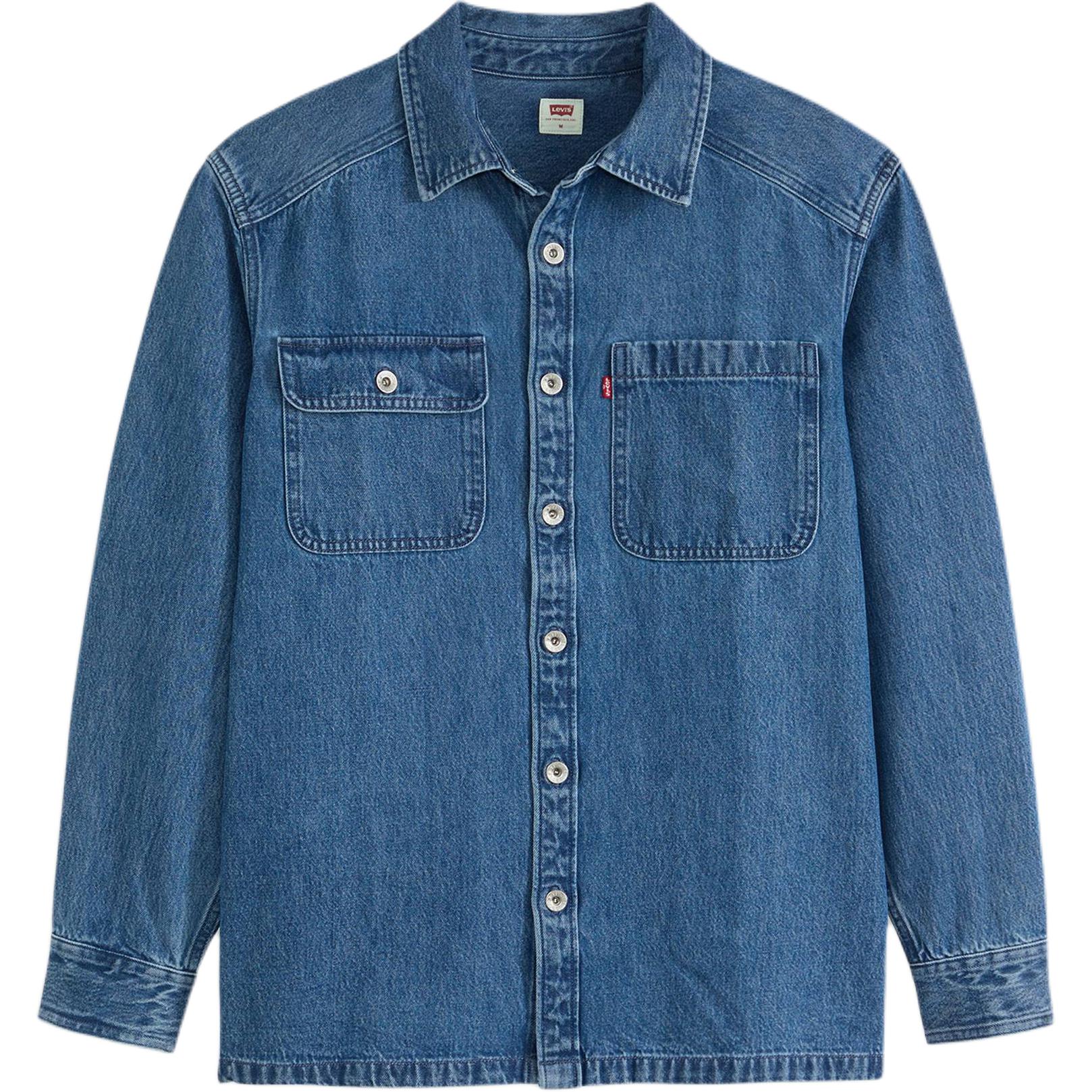 Levis Винтажная Свободная Простая На Пуговицах Джинсовая Рубашка с Длинным Рукавом Мужские рубашки 003NW-0000 XL
