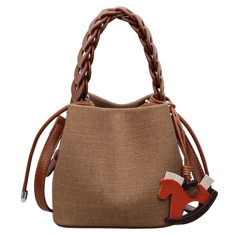 Borsa Secchiello Retrò - Una Piccola Borsa Trendy dal Sapore Classico, Una Borsa a Spalla Singola Crossbody alla Moda.