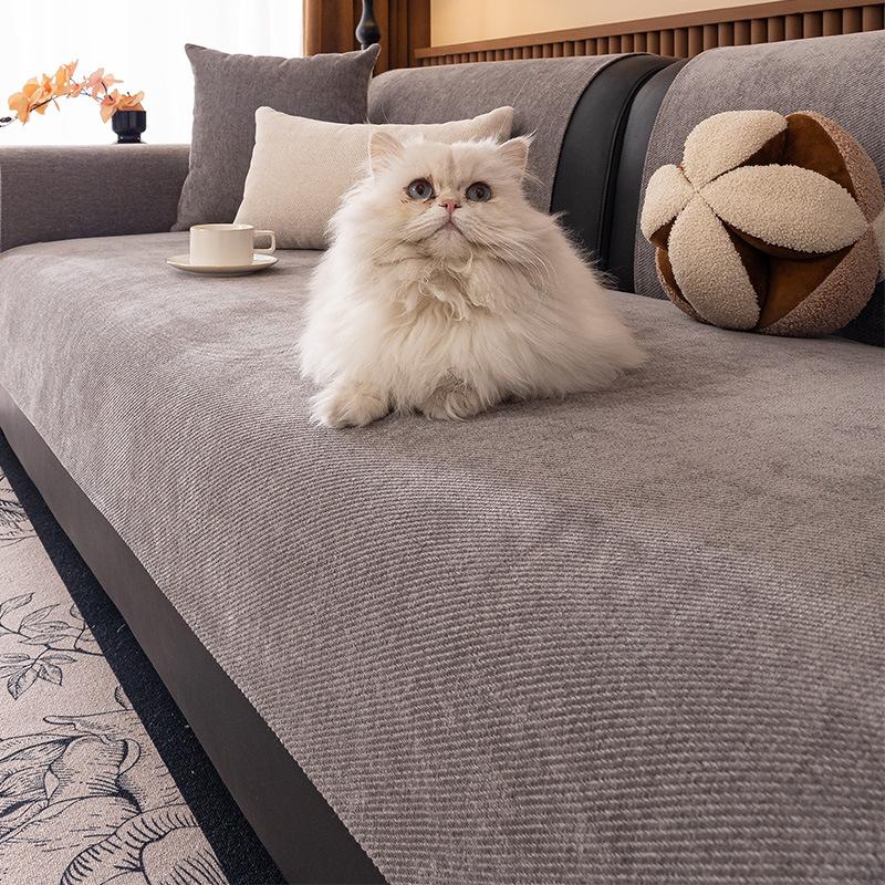 New Sofa Cover Advanced Sense Simple Modern Straight Row Leather Seat Cushion Universal Non-Slip Sofa Cushion In All Seasons