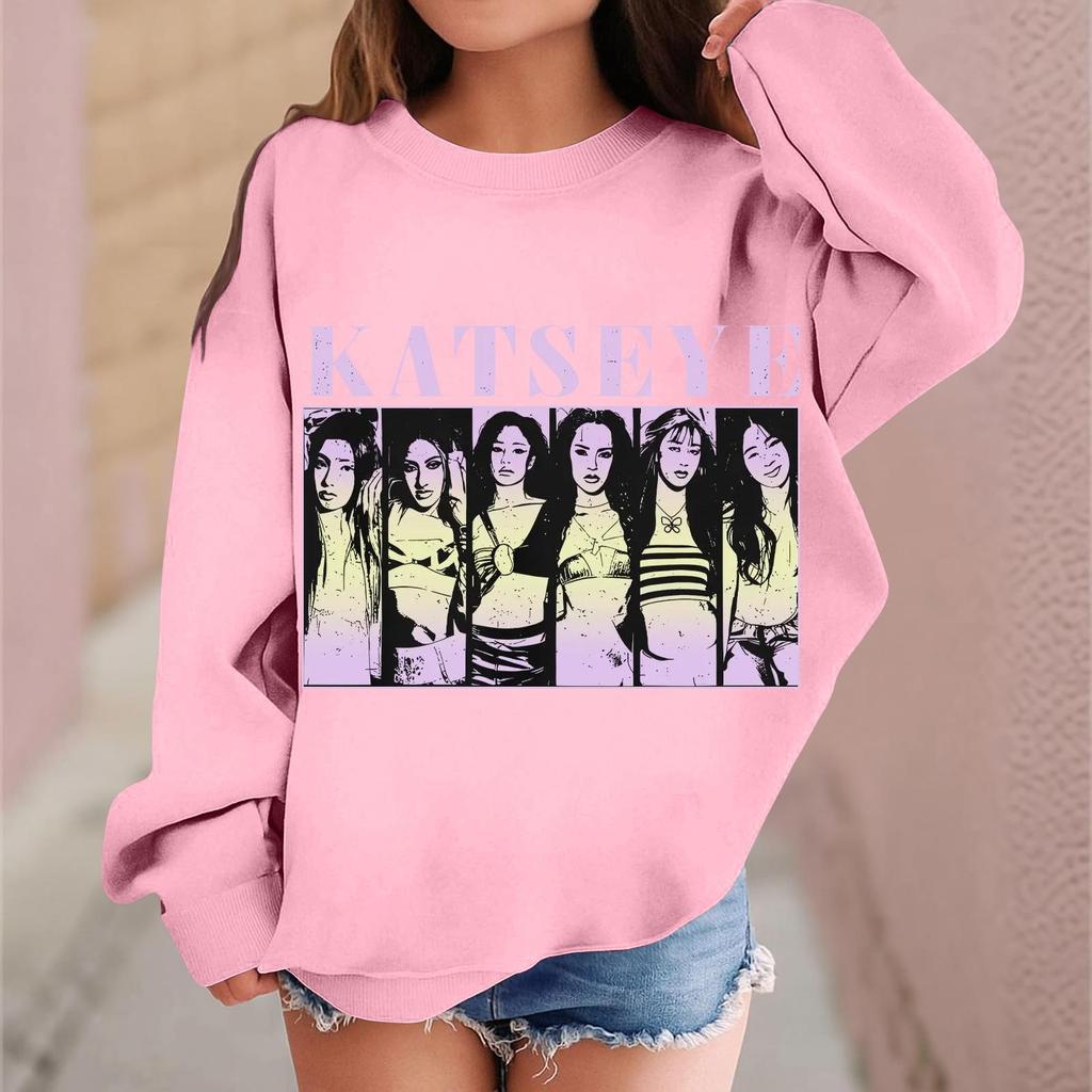 Kids Long Sleeve Printed Neck Sweatshirt Casual Pullover Top