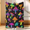 Fantasy-colored Mushroom Pattern Flannel Printed Blanket Suitable for All Seasons Suitable Living Room Office Sofa and Travel
