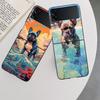 Französische Bulldogge Hund Mops Hülle Für Samsung Z Flip 6 5G Galaxy Z Flip 5 4 3 5G Schwarze Harte Handyhülle Luxuriöse PC Schale Coque