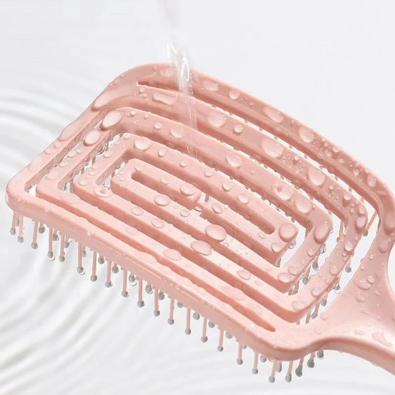Scalp Massage Combs Hair Styling Detangler Fast Blow Drying Detangling Tool 1Pcs Elastic Massage Comb Hollow Out Hair Brush