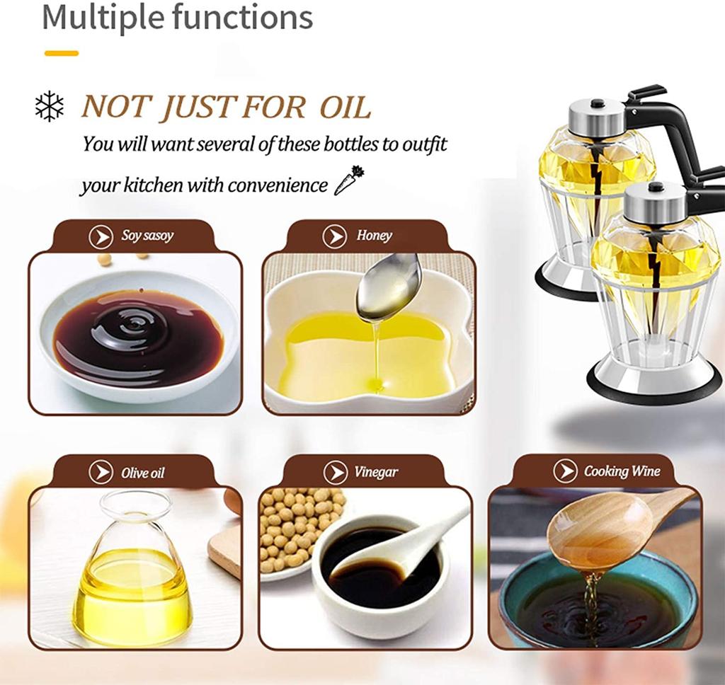 Diamantglas-Honigspender, 200 ml, Ölflasche, große Kapazität, Essig- und Saucenspender, Küchenwerkzeug, rutschfeste Silikonunterseite