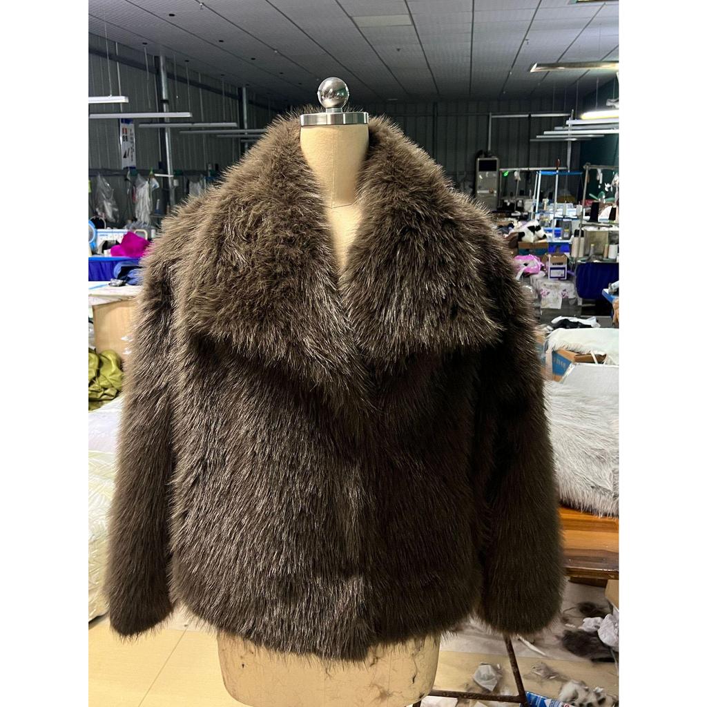 Mode Übergroßer Umlegekragen Flauschiger Kunstpelzmantel Damen Vintage Kunstpelzjacke Mäntel Winterkleidung Damen Flauschige Jacke