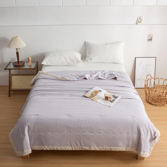 Solid color simple bubble cotton summer cool quilt, machine washable in summer, comfortable and breathable quilt