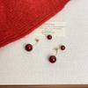 Women Elegant Two Ways Wearing Red Pearl 925 Silver Needle Stud Earrings