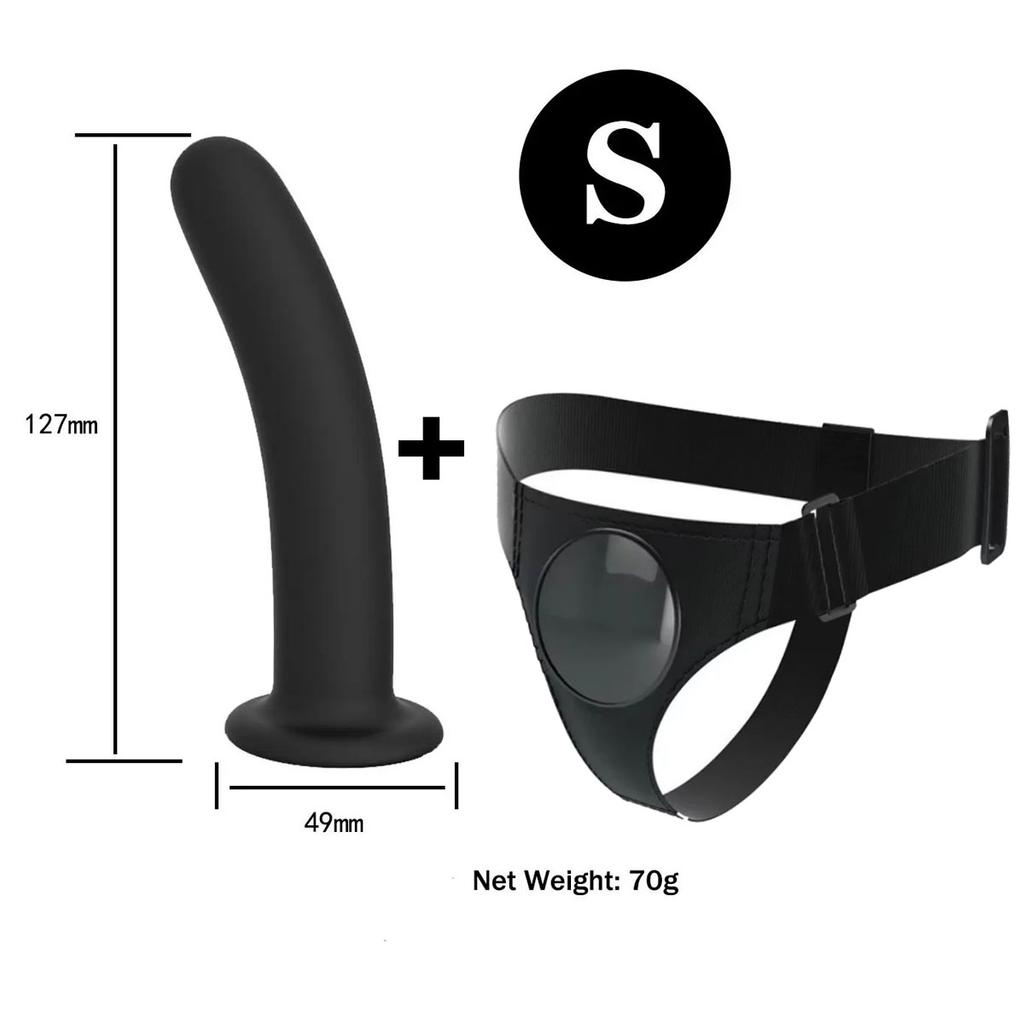 Adjustable Silicone Strap On Harness with Slim Dildo Set, Beginner Pegging Dildo Panties for Women Men Couples, Soft Purple Stra