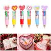 12Pcs Heart Shape Multicolored Pen 4-Color-in-1 Ballpoint Pen for Daily Note Taking Drawing and Classroom Exchange Gift