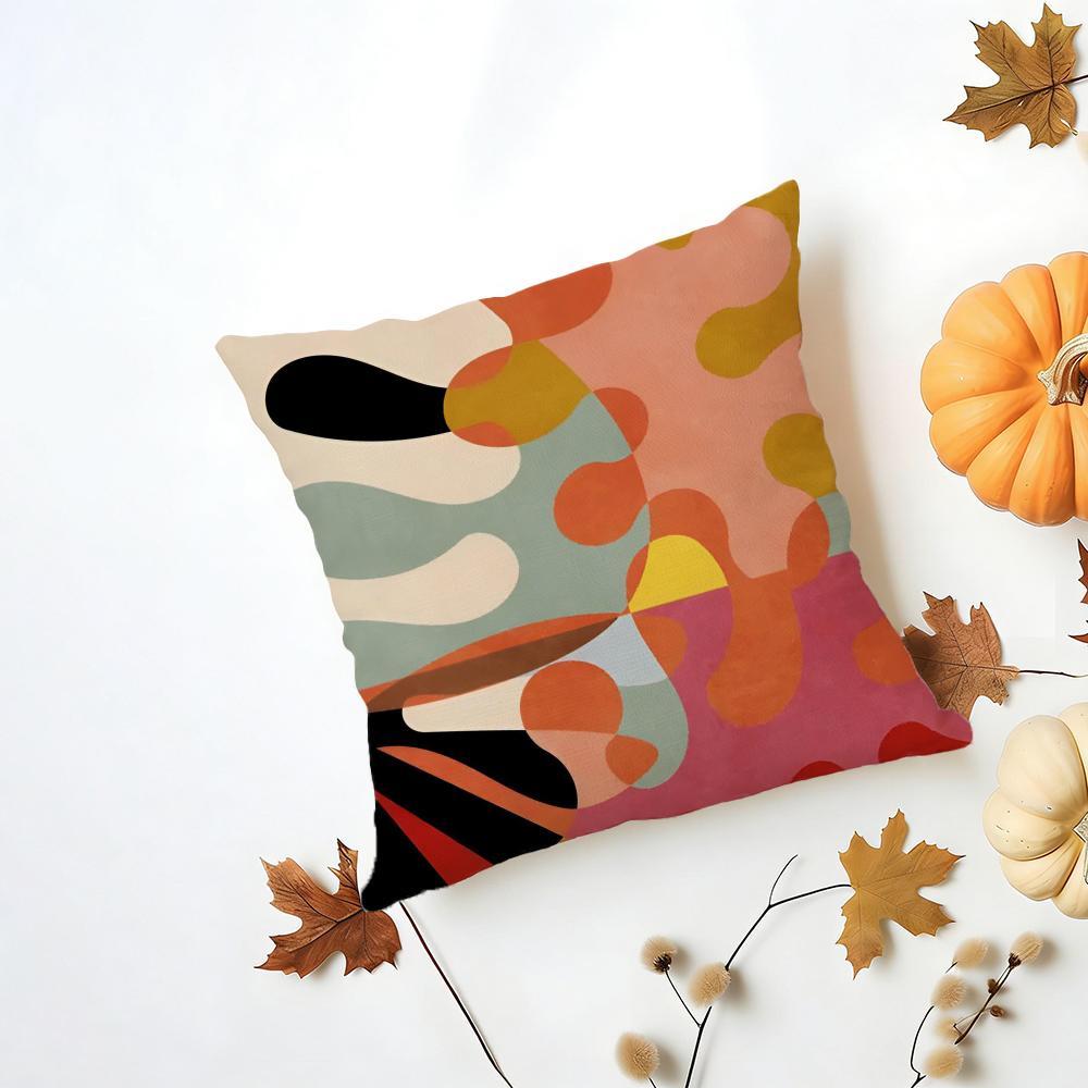 Calm Stylish Morandi Geometric Abstraction Cushion Cover Washable Linen Pillowcase Soft For Daily Sofa Bed Home Room Decor