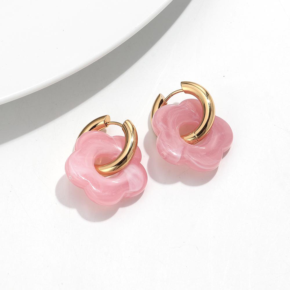 Красочные цветочные смоляные акриловые подвески серьги золотые цветные круговые серьги-кольца с пряжкой модные украшения для женщин