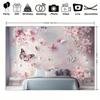 2D Romantic Cherry Blossom & Butterfly Tapestry Living Room Background Cloth