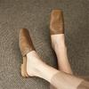 Fashion New Summer Women Shoes Mules Shoes for Women Simple Women Slippers Low Heel Square Toe Slippers Ladies Shoes Zapatos De Mujer