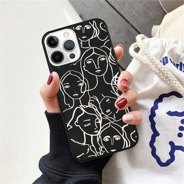 Poster Minimalist Face Artwork Phone Case Cover For iPhone 17 Air 15 16 Pro Max 14 13 12 11 Pro Max Plus Coque