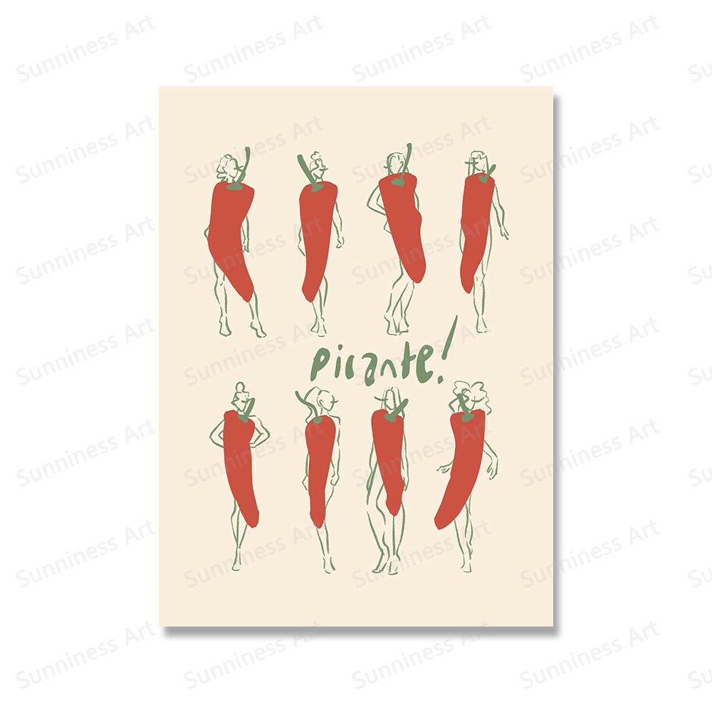 

Популярный рок-чили-перец дамы холст постер мода еда иллюстрации печать для комнаты бар кухня искусство домашний декор стены фотографии 21x30cm No Framed белый