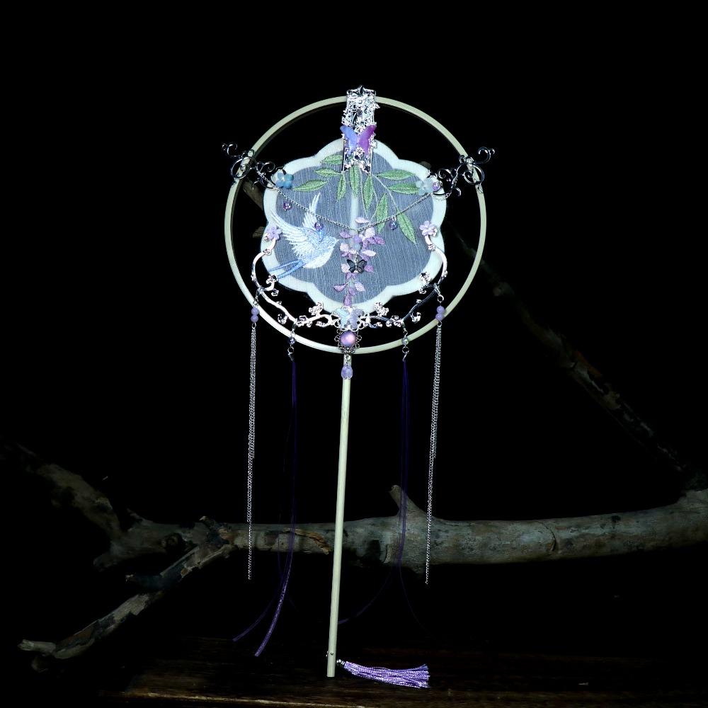 Dunhuang Chinese Style Bridal Group Fan Tassels Silk Fan Gorgeous Chinese Embroidery Fan  Wedding