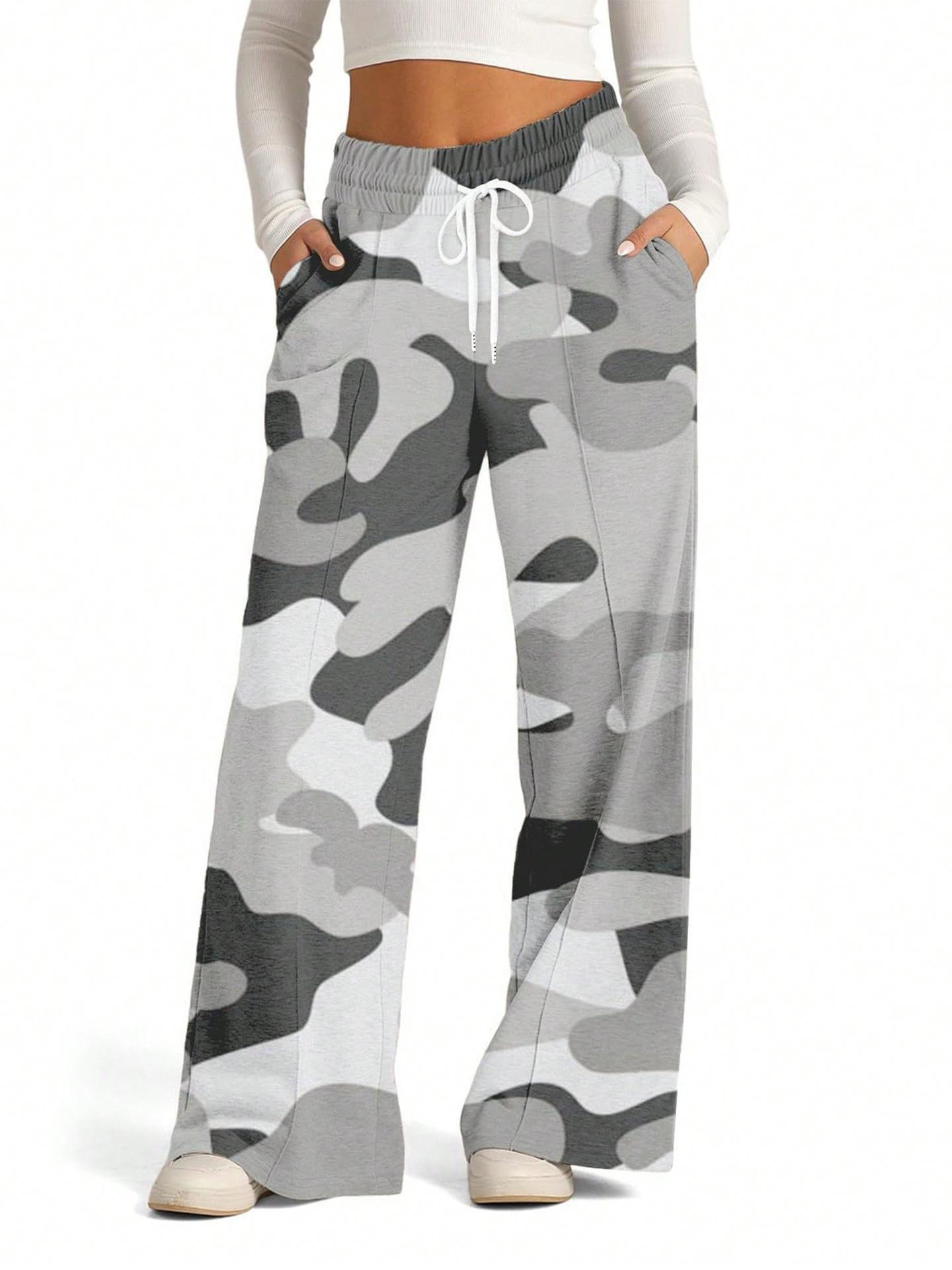 2026 Summer Women s Casual Loose Wide-Leg Drawstring Pants M