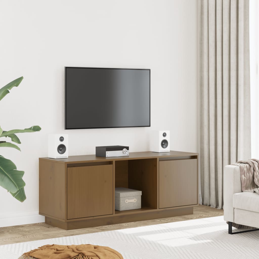 Vidaxl Szafka Pod Tv, Miodowy Brąz 110,5X35X44 Cm, Lite Drewno Sosnowe