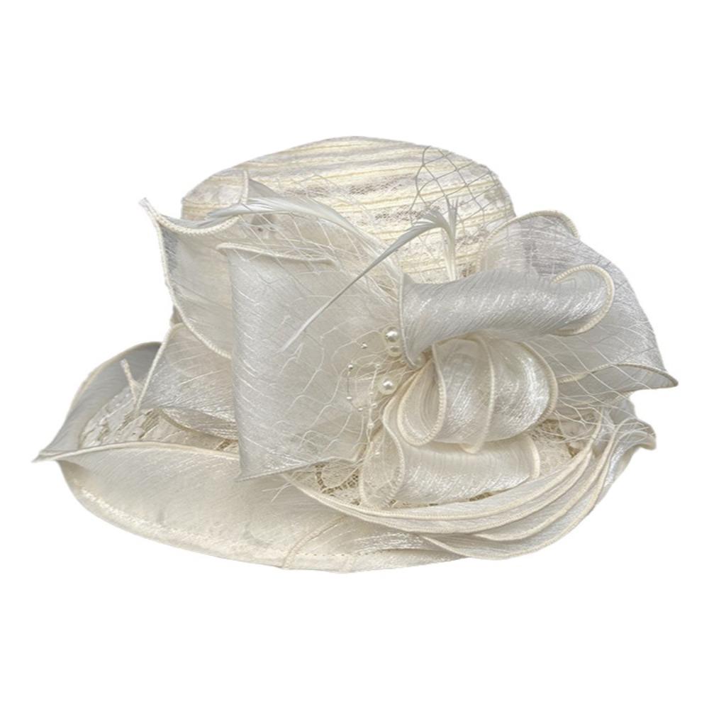 Breathable Ladies Fascinator Hat Wide Brim Foldable Sun Cap Bowknot Design French Style Bucket Hats Photography Accessory