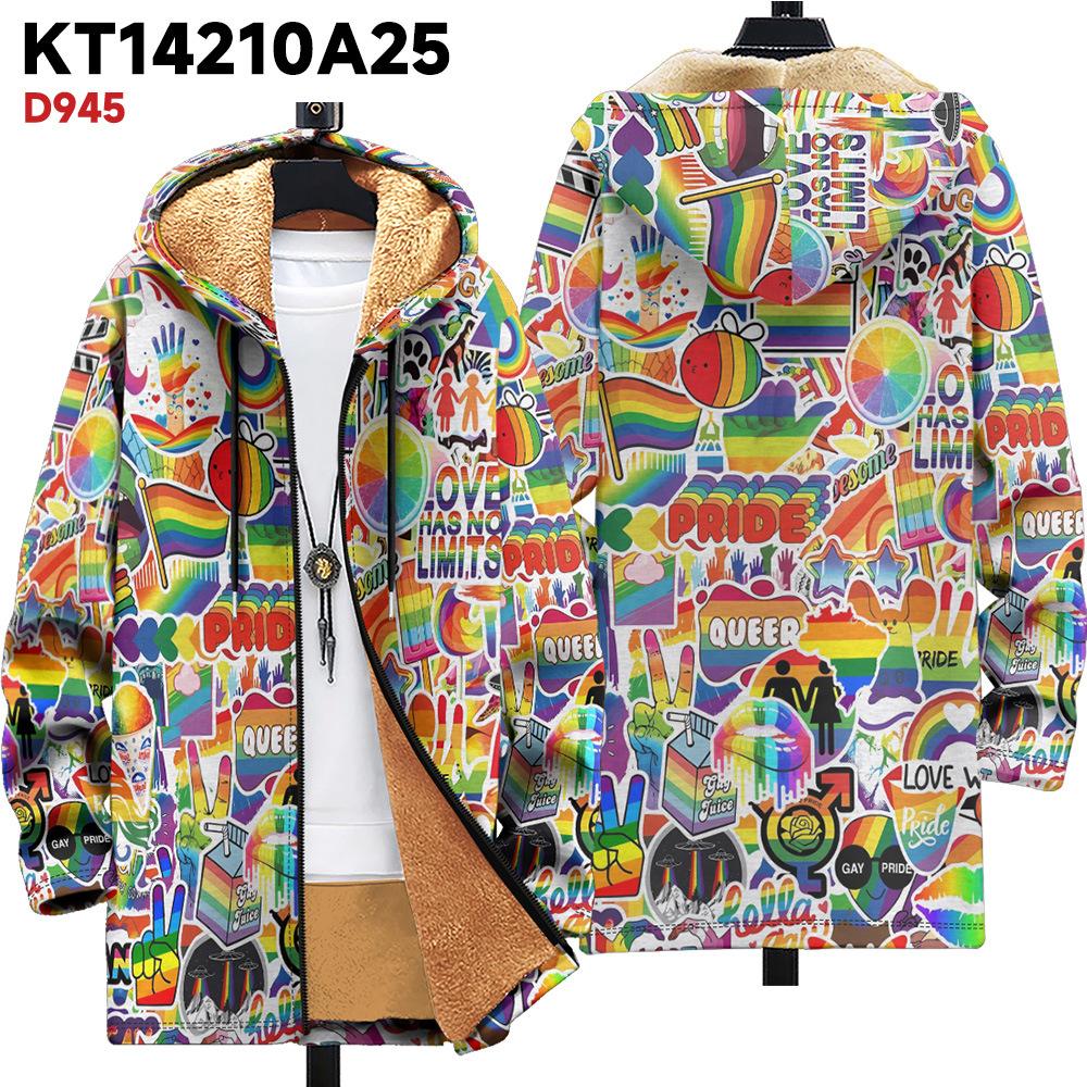 

2025 новая куртка многоцветный узор элемент молния кардиган с капюшоном утолщенный зимний флис трендовый хлопковый костюм 4XL
