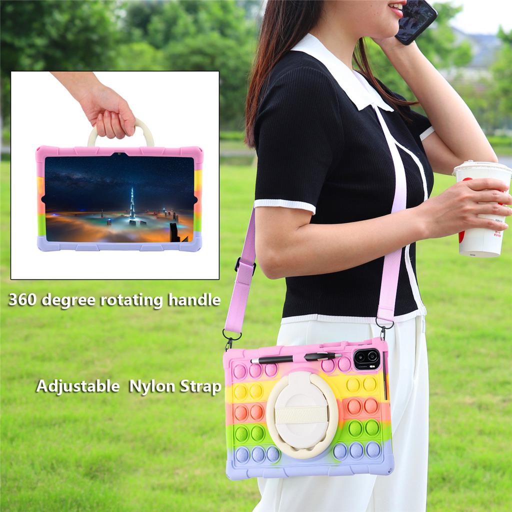 For Xiaomi Mi Pad 5 6 Pro Case Soft Bubble Silicon Kids Handle Cover For MiPad 5 Pro 2021 11 Inch Tablet Stand Case Shoulder Strap