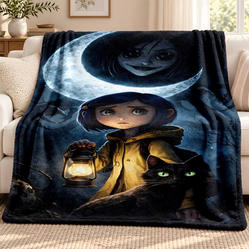 Coraline blanket Flannel Blanket Soft Cozy Plush Throw for Sofa Bed Lightweight Home Decoration Outdoor camping