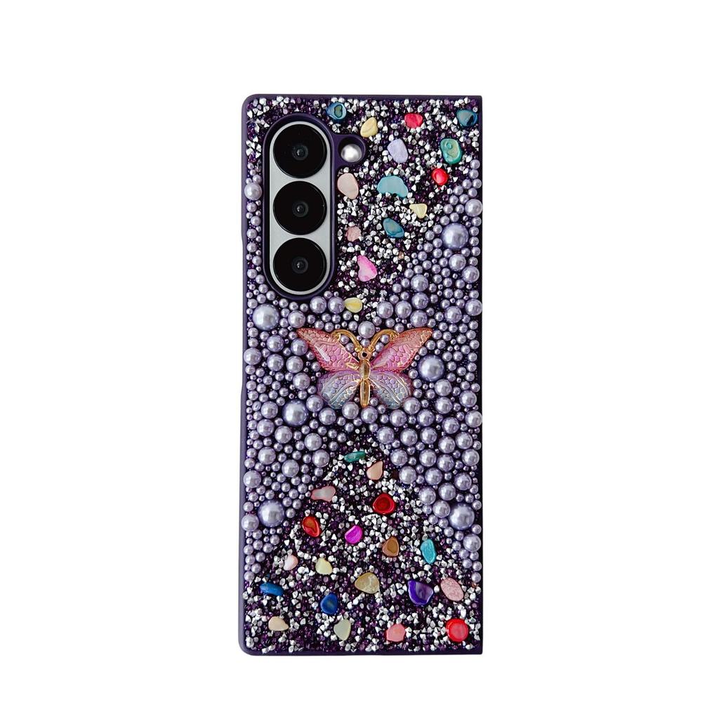 Applicable to Samsung ZFold7 mobile phone case folding screen ZFold6 flash diamond pearl W26 butterfly W24 protective case