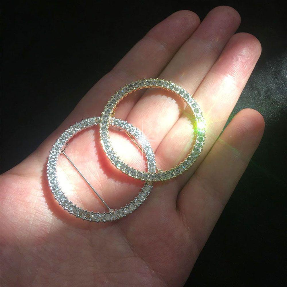 Silver Color Zinc Zinc Alloy Crystal For Women Men Round Circle Corsage Accessories Brooches Pins Jewelry