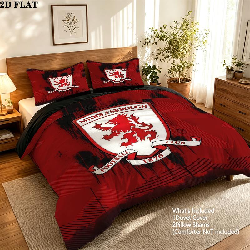 Middlesbrough Bedding Quilt Set Quilt Cover Pillowcase Home Decoration Birthday Gift (1 * duvet cover + 2 * pillowcase, without core)