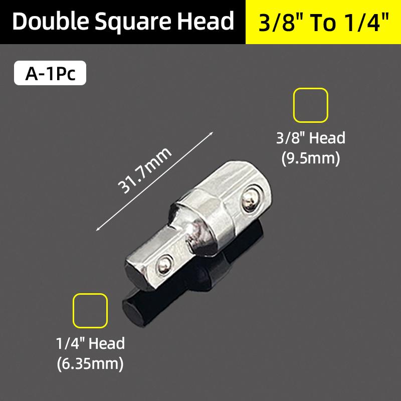 Double Square Head Socket Adapter Converter Reducer Set 1/4 3/8 1/2 Impact Drive Ratchet Wrench Socket Adaptor Repair Hand Tool
