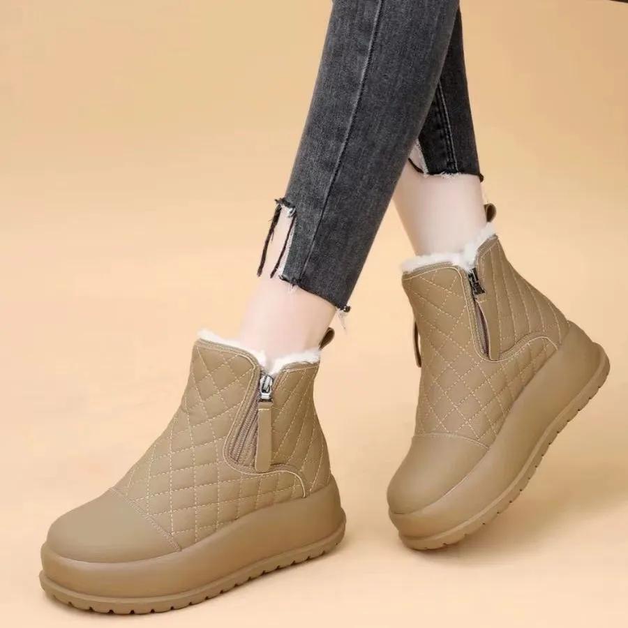 Snow Boots, Warm Short Boots, Women's Fashion, Thick-soled Cotton Shoes, Plus Velvet Thickening