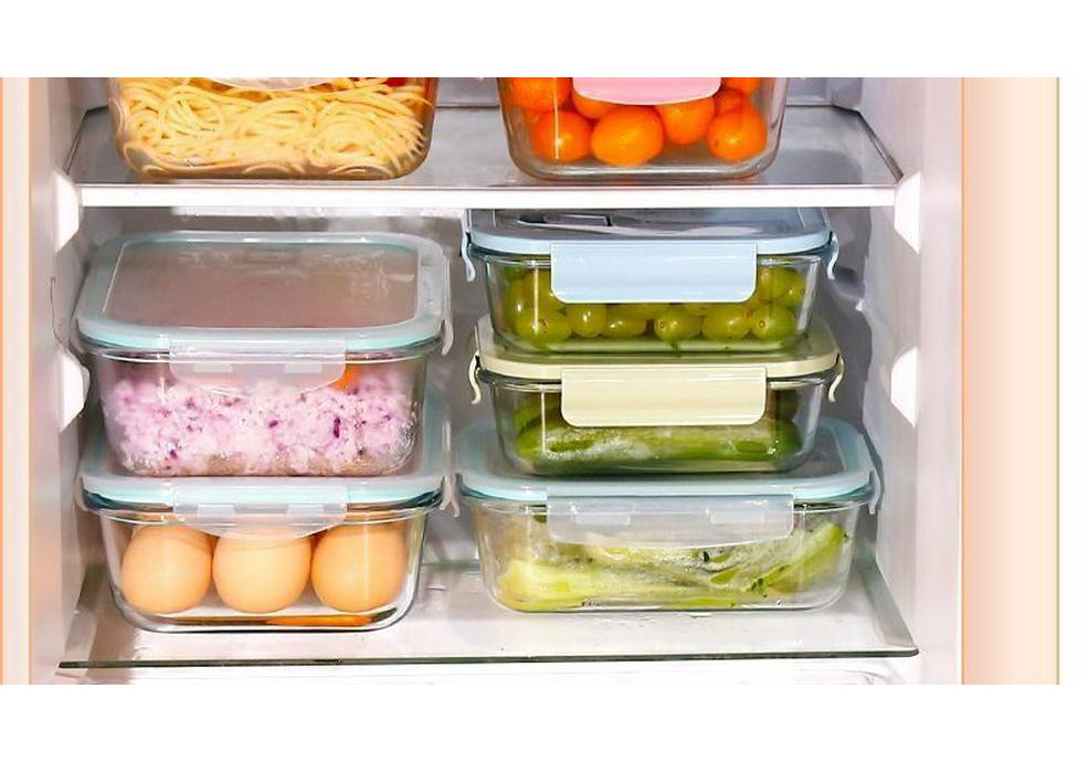 Microwaveable Transparent Glass Bento Lunch Box with Lid and Fresh-Keeping, Includes Damage Compensation.