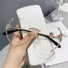 Retro Borderless Diamond Sunglasses for Women's UV Protection and Sunscreen Fashion Gradient Lens Sunglasses