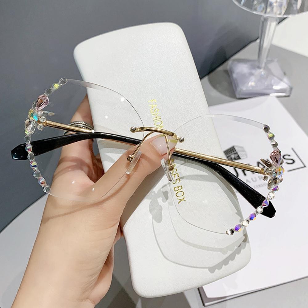 Retro Borderless Diamond Sunglasses for Women's UV Protection and Sunscreen Fashion Gradient Lens Sunglasses