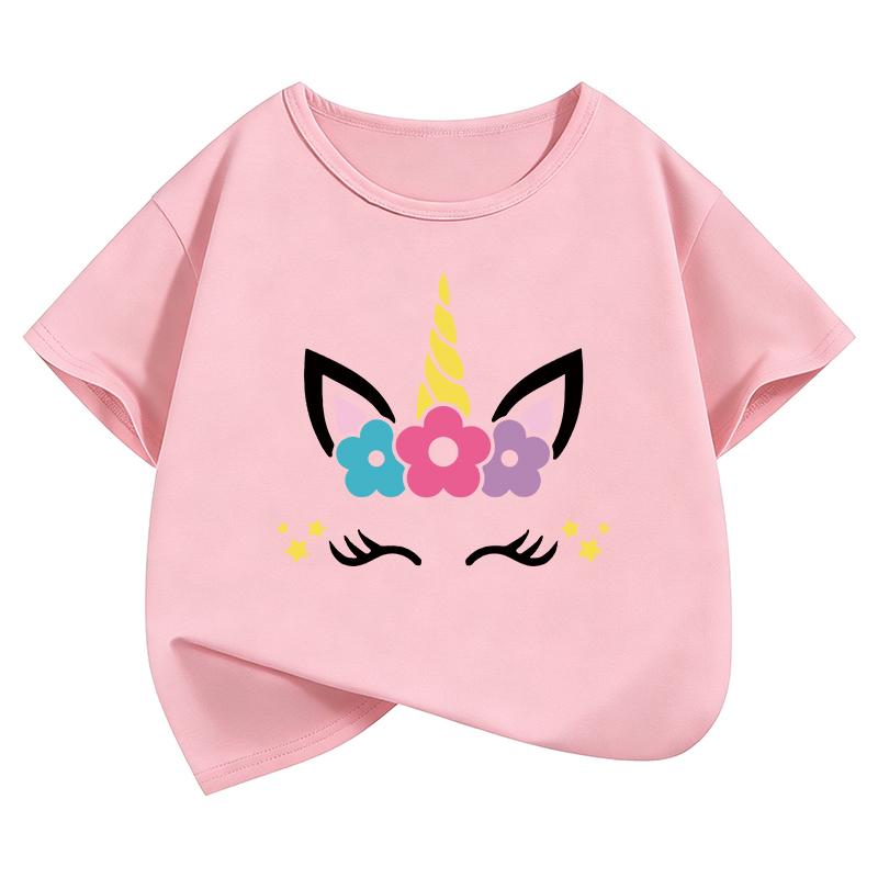 Kawaii Horse Unicorn Design TShirt Printed T Shirt Girls Summer Clothes Short Sleeve Tops TShirts Cute Kids Clothing