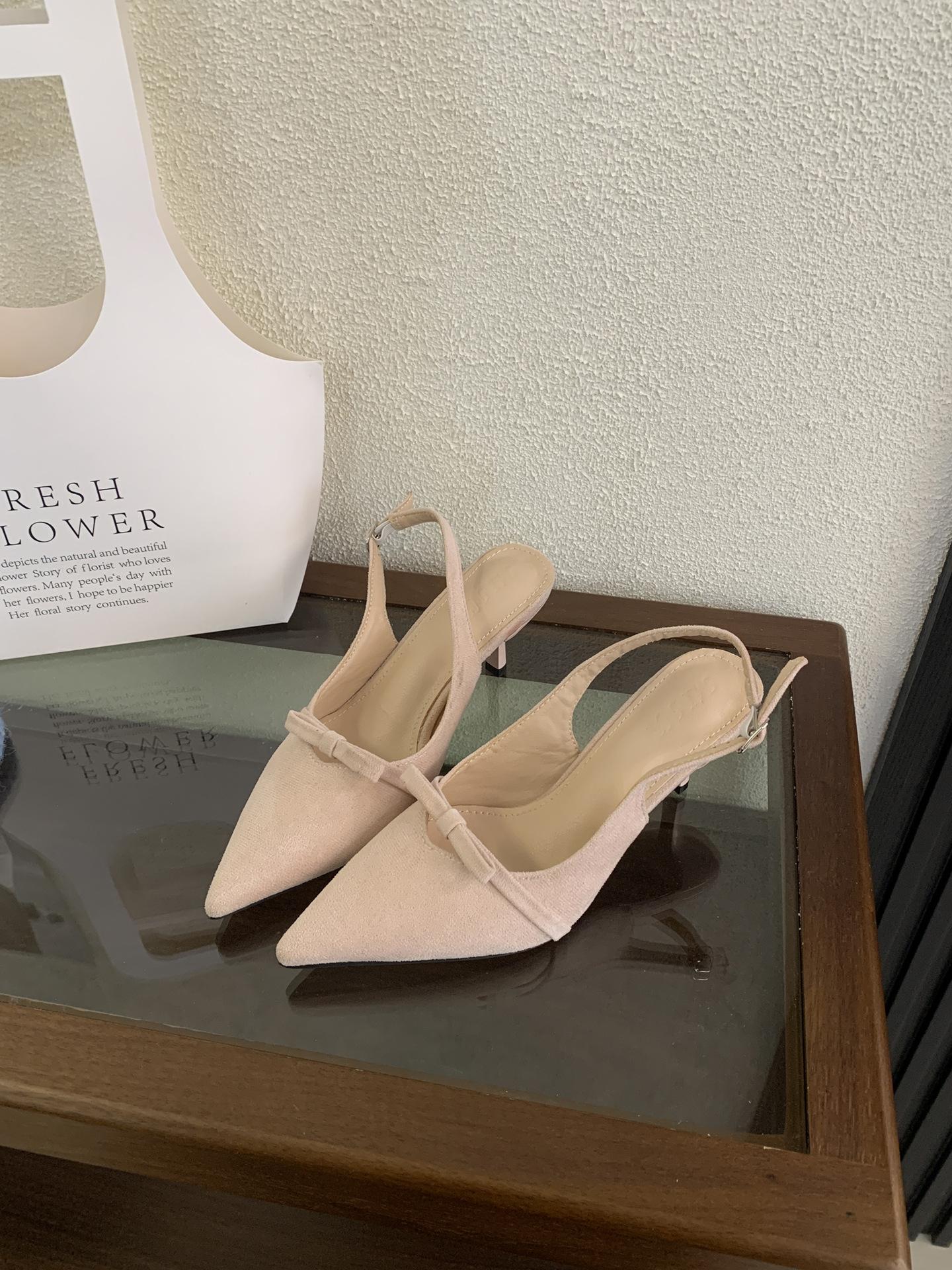 Women s Suede Pointed Toe Bowknot Summer Feminine for Dresses Sandals - Perfect for Daily Wear 35