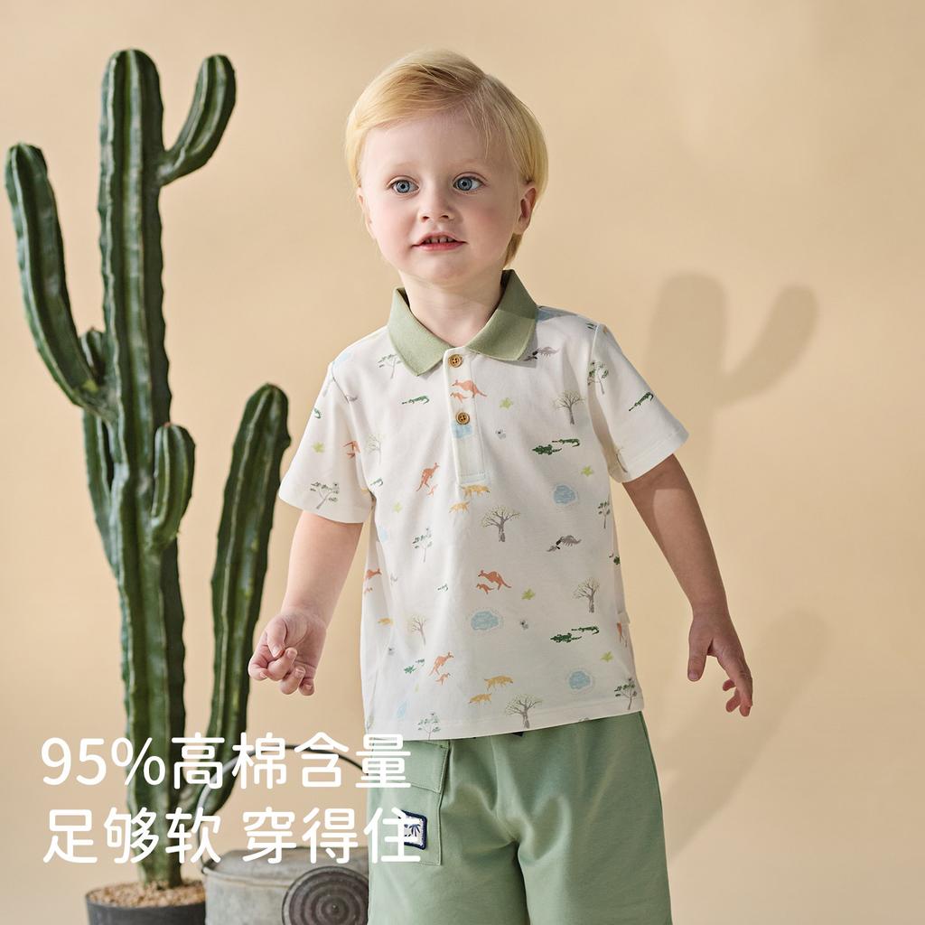 David Bella Boys' Short Sleeved Polo Shirt Summer Outfit New Children's Printed Top Boys' Baby T-shirt