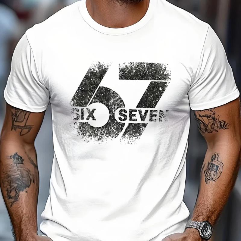 Men's Summer Short Sleeve T-Shirt Vintage Compass Pattern Design Fashionable Elegant Top Breathable Round Neck Men's Clothing