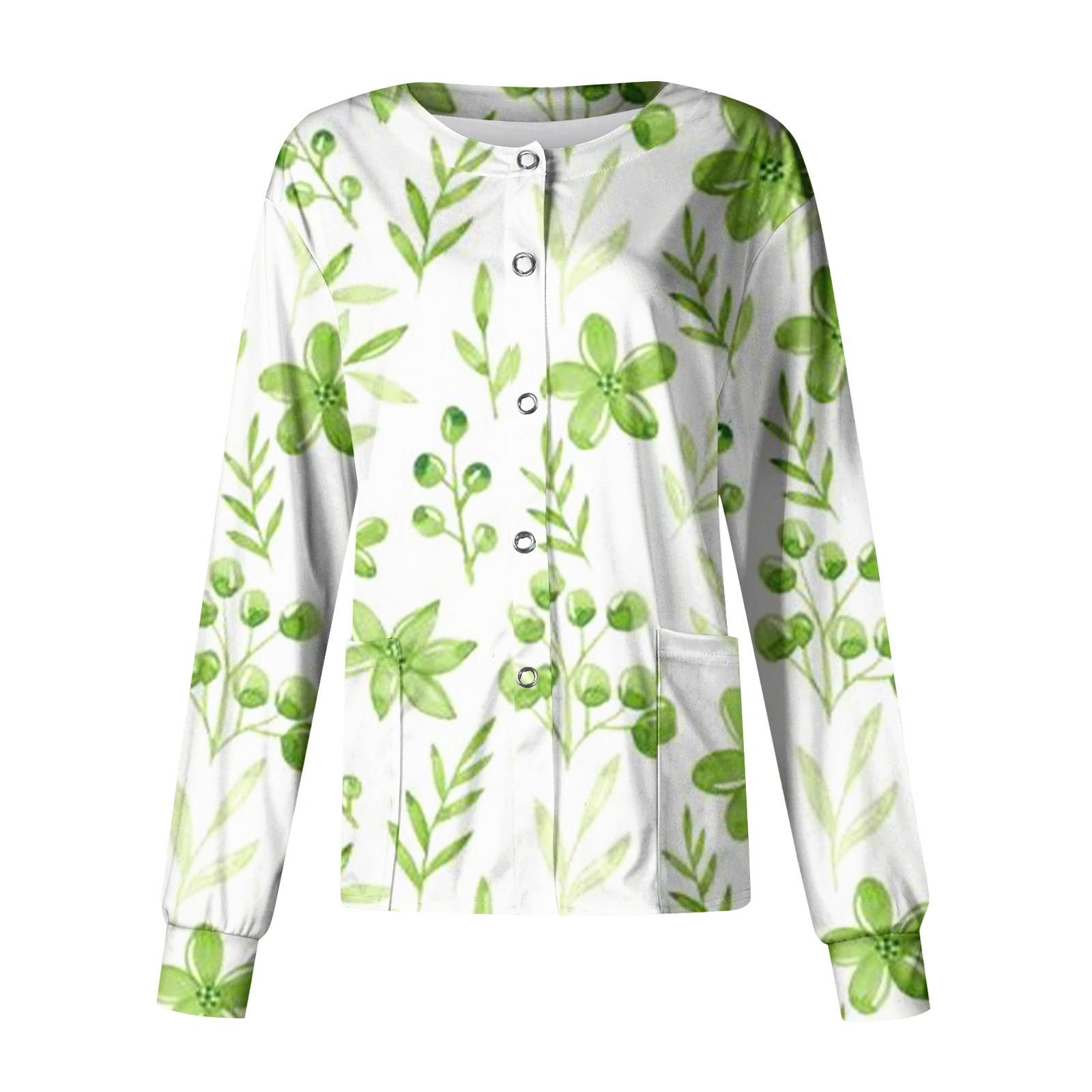 

Женская повседневная однобортная рубашка с длинными рукавами St. Кардиган для рабочей одежды с принтом ко Дню Святого Патрика L