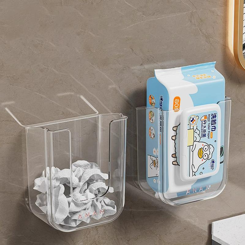 Punching-free Bathroom Tissue Box, Wall Mounted Wet Tissue Storage Box, with Top Large Opening and Strong Load-bearing Capacity