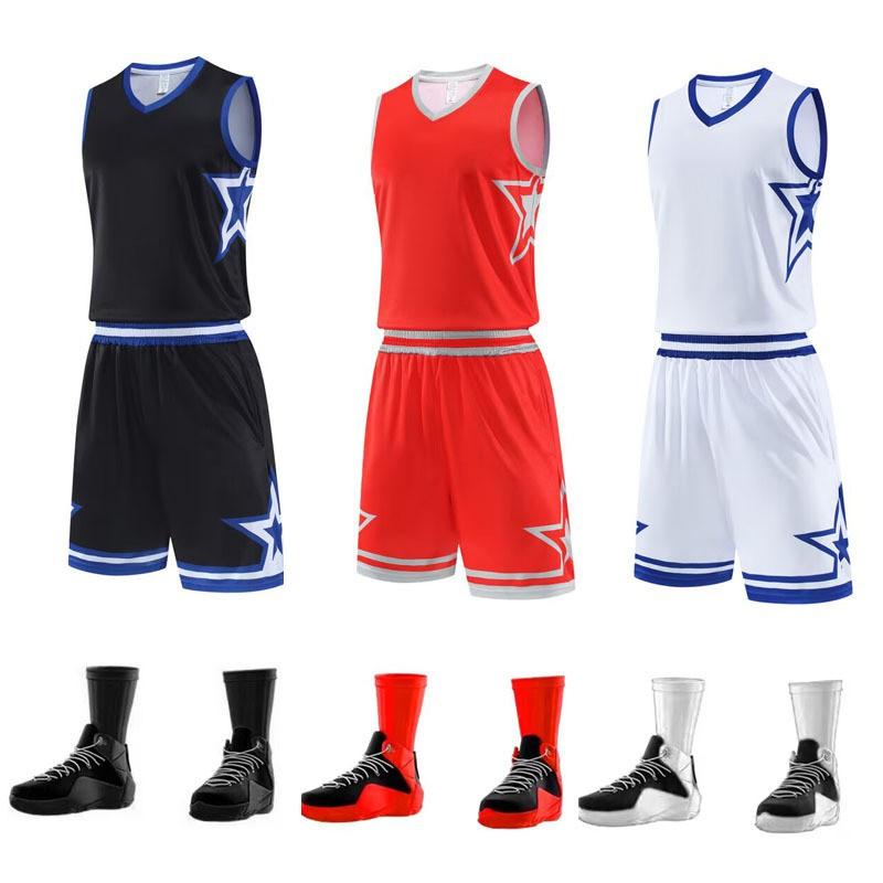 Erkek Basketbol Forması Seti Nefes Alabilir Antrenman Forması Şort Takım Spor Giyim Okul Ligi Maçları