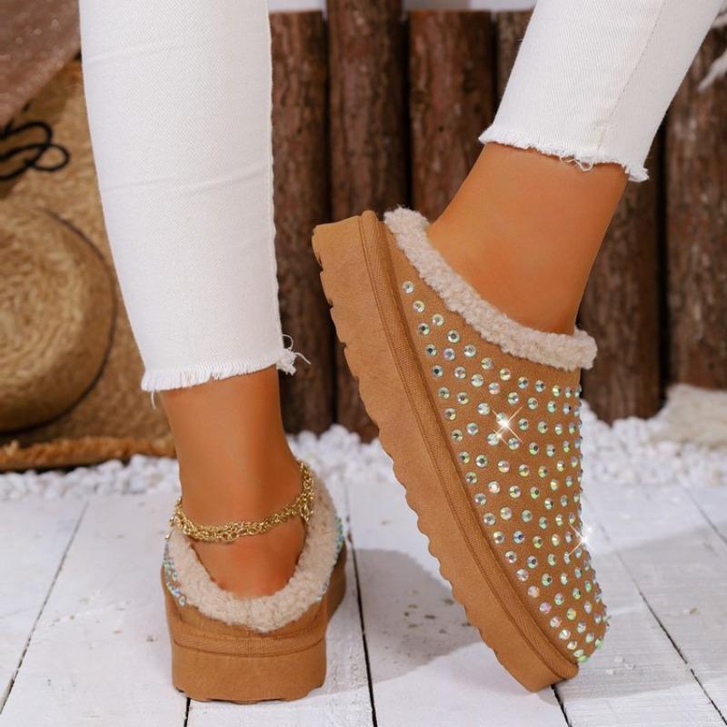 Fashion Cotton Sequin Platform Outside Cute Home Round Toe Slippers