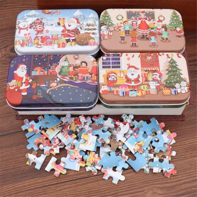 (H0826)60 stück Von Kinder Handgemachte Santa Claus Puzzle Puzzle Holz Kindergarten