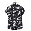 Men's Fashion Cotton Linen Print Short Sleeve Button Shirt Blouse Top